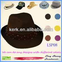 2013 High Quality Summer Newest Beaded 100% Paper Straw Hat,LSP08